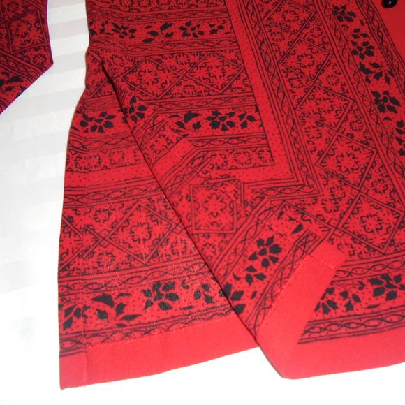 Blouse Long Seeve red black Button-down dressy shirt top wear to work - Picture 8 of 11